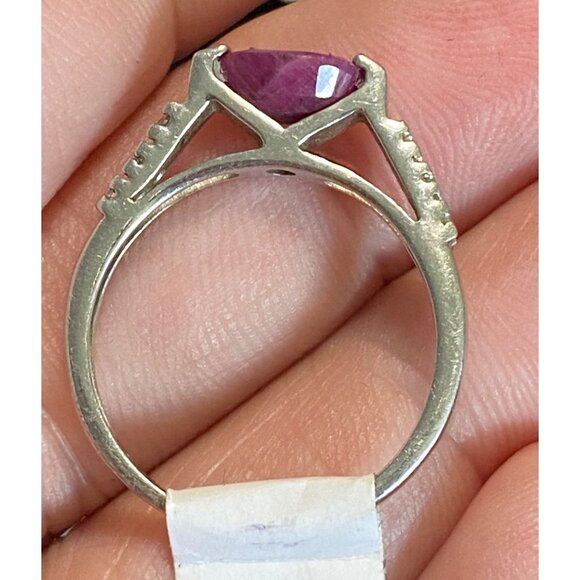 Ring Size 8 Pink Ruby CZ Sterling Silver 925 Women Semi-Precious Stone - Picture 3 of 10